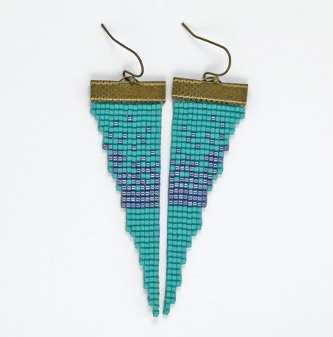 Snowbird loom beaded earrings by The Pigment Project